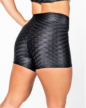 Load image into Gallery viewer, BLACK HIGH-WAISTED TEXTURED SHORT
