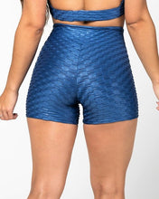 Load image into Gallery viewer, BLUE HIGH-WAISTED TEXTURED SHORT
