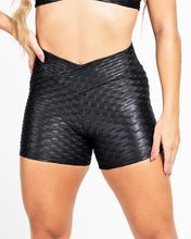 Load image into Gallery viewer, BLACK HIGH-WAISTED TEXTURED SHORT
